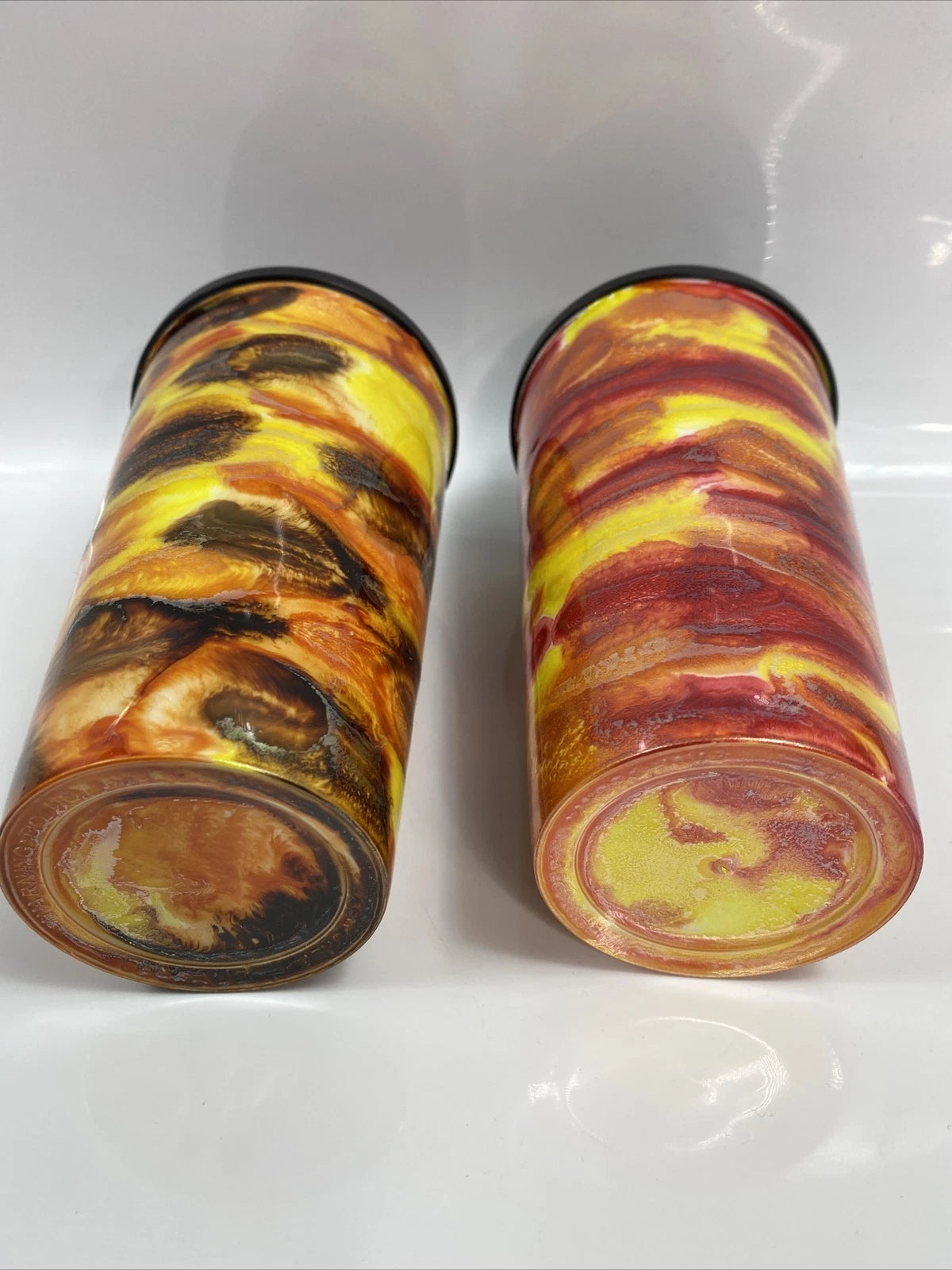 Lot of 2 Hot or Cold Plastic Tumblers Decorated with Alcohol Ink 12oz | eBay