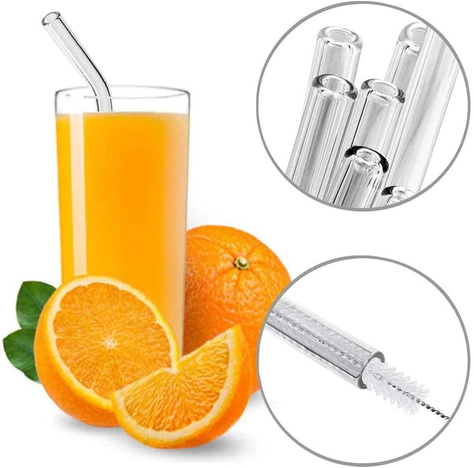 16 Pk Reusable Glass Straws,Set of 6 Straight and 6 Bent w/4 Cleaning Brush,Perf | eBay