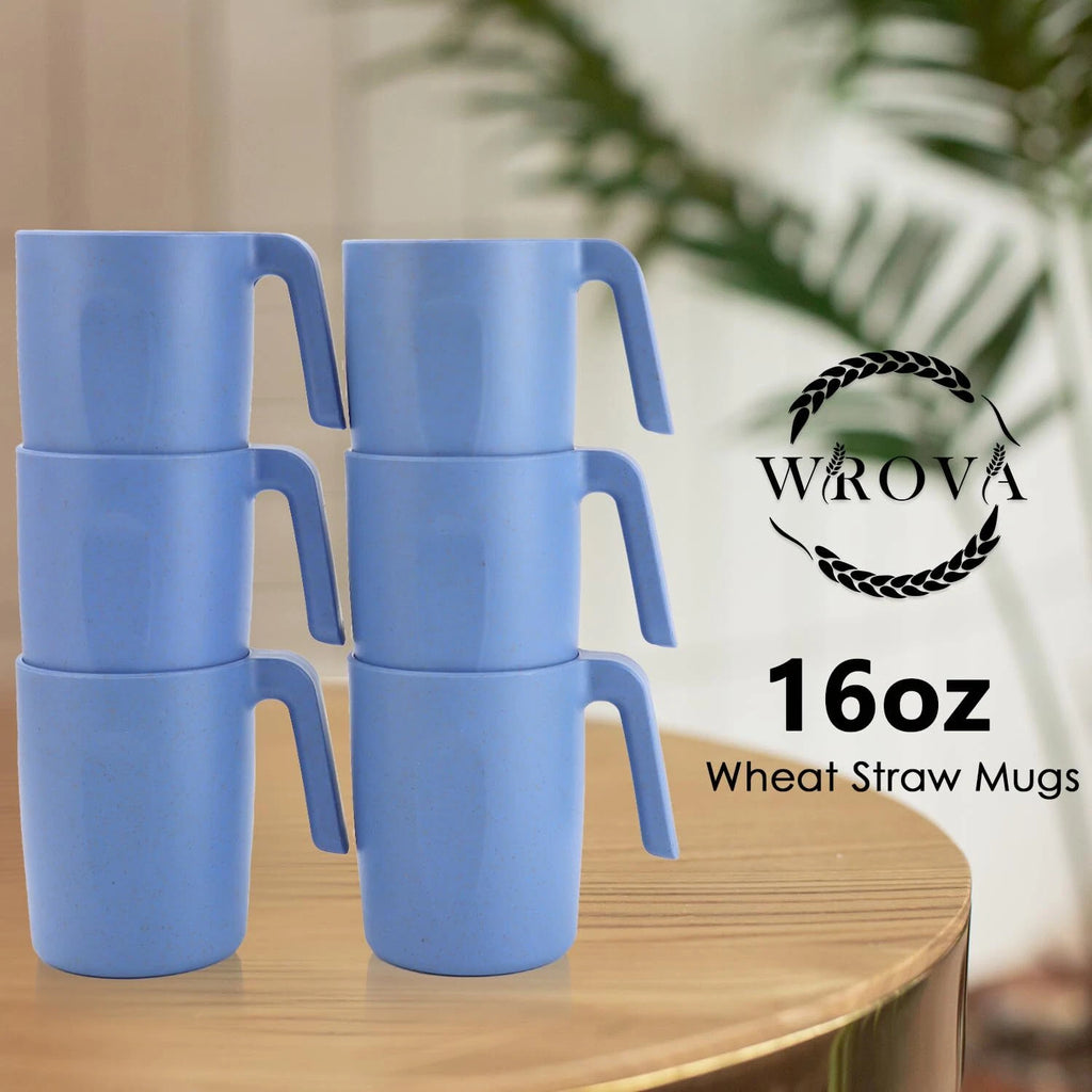 16oz Wheat Straw Cups With Handles Set Of 6plastic Cups Reusableunbreakable Kids | eBay