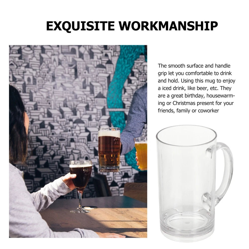 Set of 2 Transparent Beer Mug Glass Mugs Cup with Handle Drinking Clear | eBay