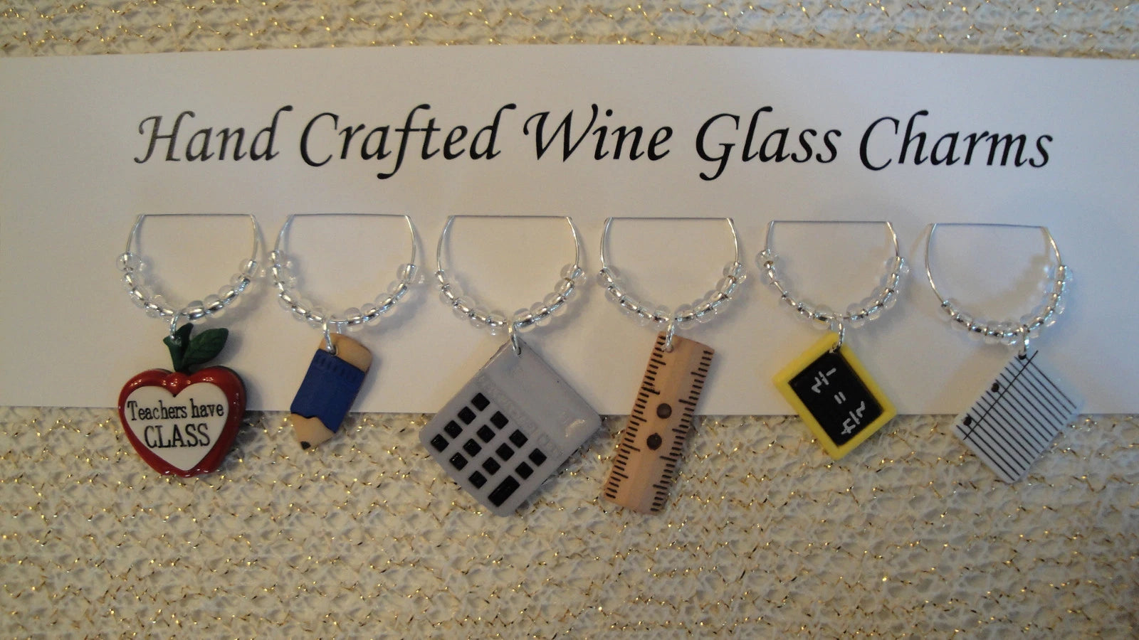 " MATH TEACHER" THEMED SET OF 6 Hand Crafted Drink Marker Charms | eBay