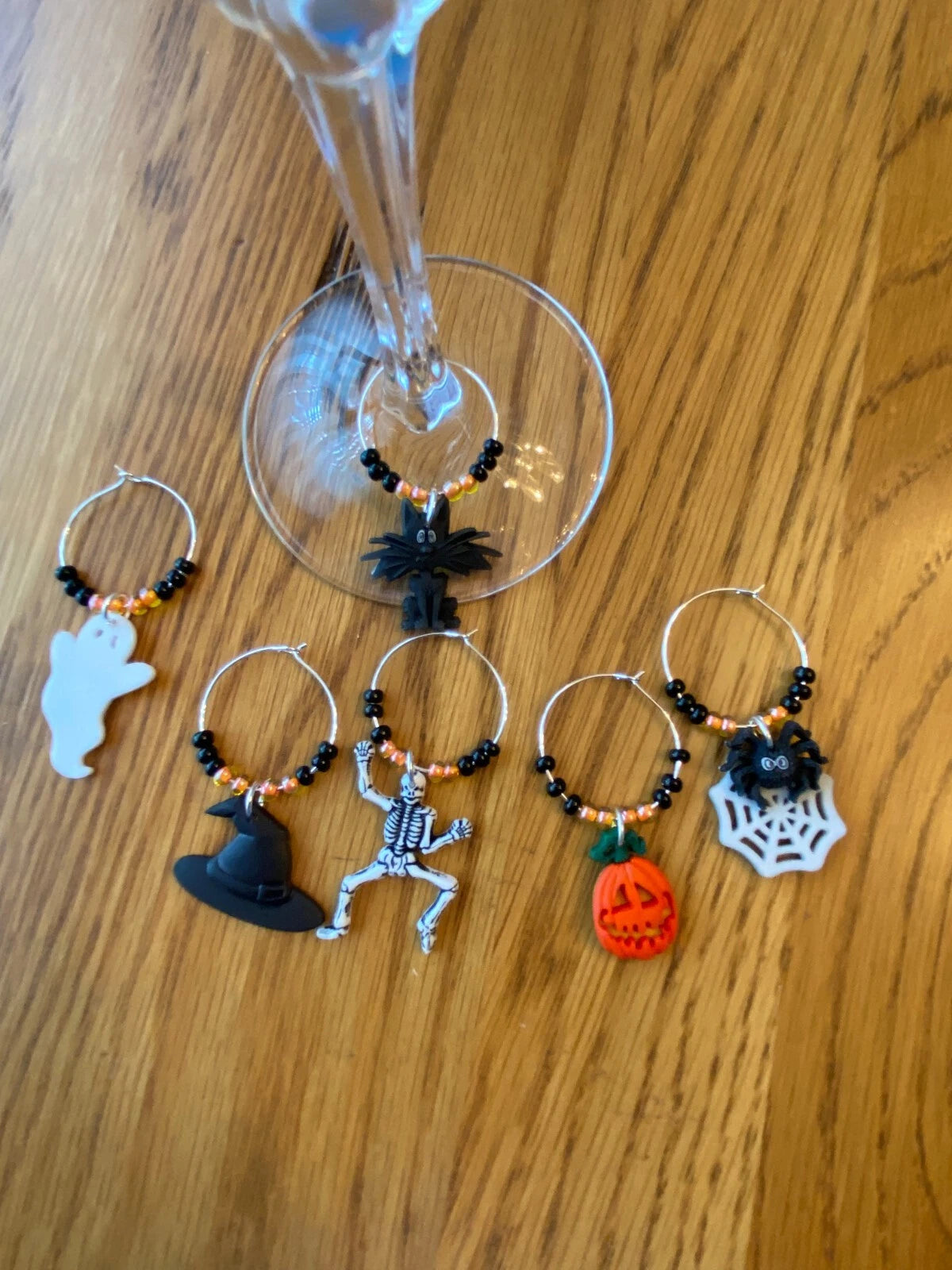 "HALLOWEEN" SET OF 6 HAND CRAFTED WINE GLASS CHARMS | eBay
