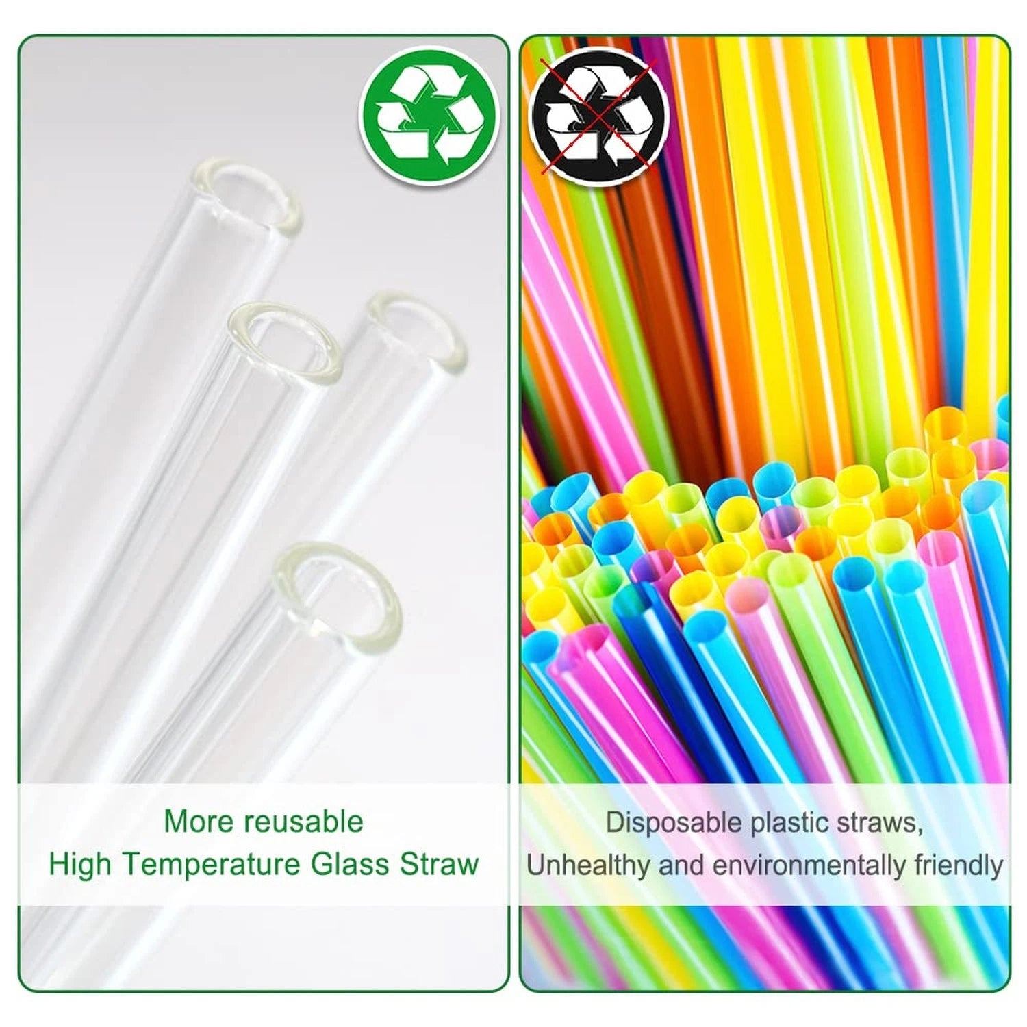 16 Pack Reusable Glass Straws,Set of 6 Straight and 6 Bent with 4 Cleaning Br... | eBay