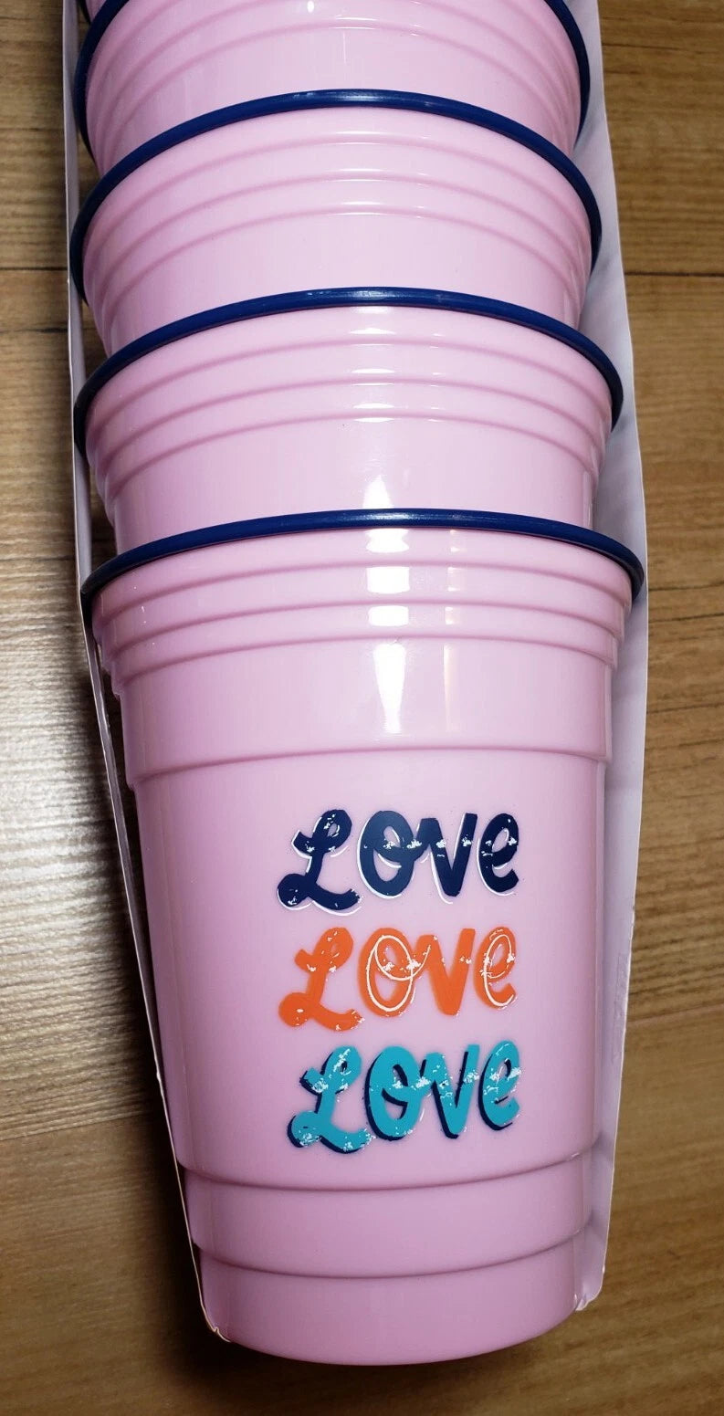 12 LOVE Cups Purple Blue 17 Oz Party Picnic Drink BPA FREE Novogratz Insulated | eBay