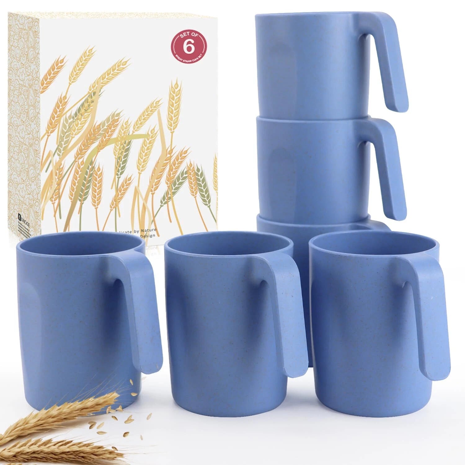 16oz Wheat Straw Cups With Handles Set Of 6plastic Cups Reusableunbreakable Kids | eBay