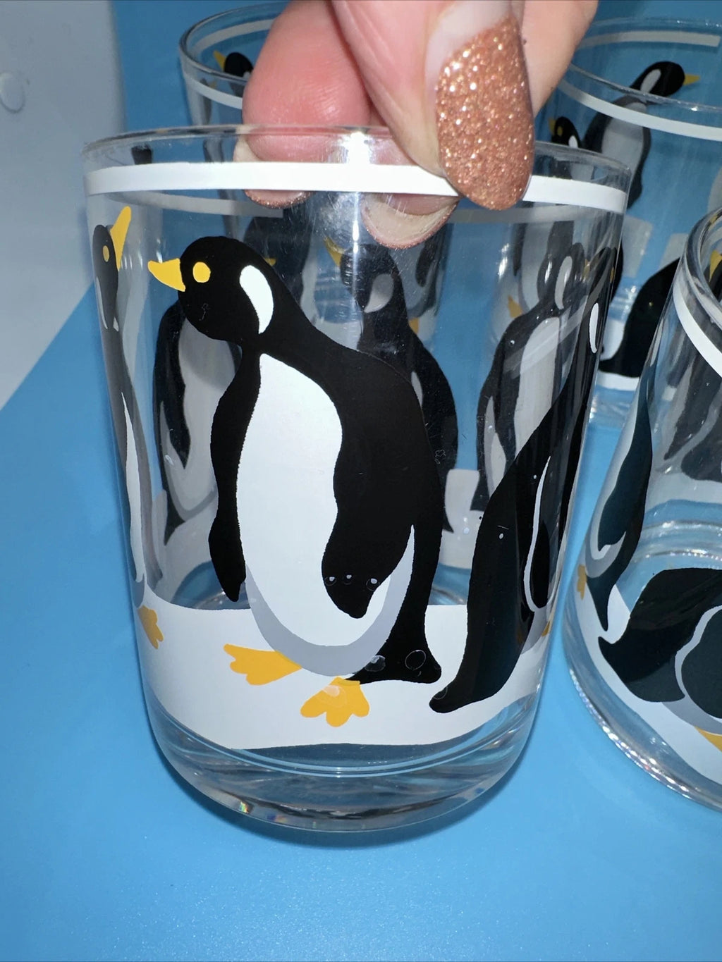 VINTAGE STOTTER PENGUIN DOUBLE OLD FASHION GLASSES SET OF SIX ~ FUN! | eBay