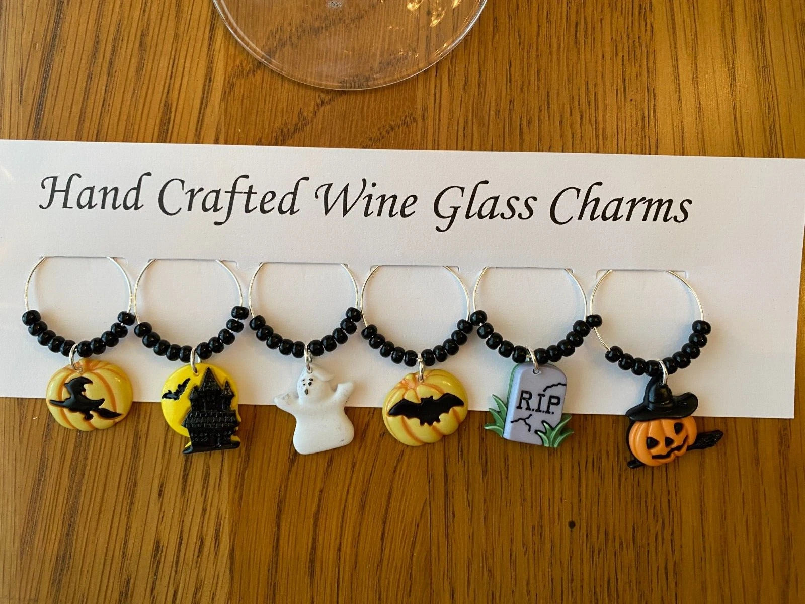"HALLOWEEN" SPOOKY SET OF 6 HAND CRAFTED WINE GLASS CHARMS | eBay