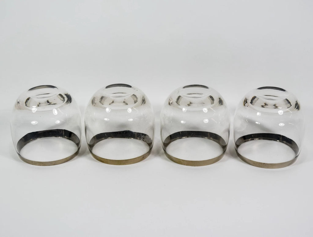 4 Vintage 1960s Silver Band Rimmed Stemless Roly Poly Whiskey Cocktail Glasses | eBay