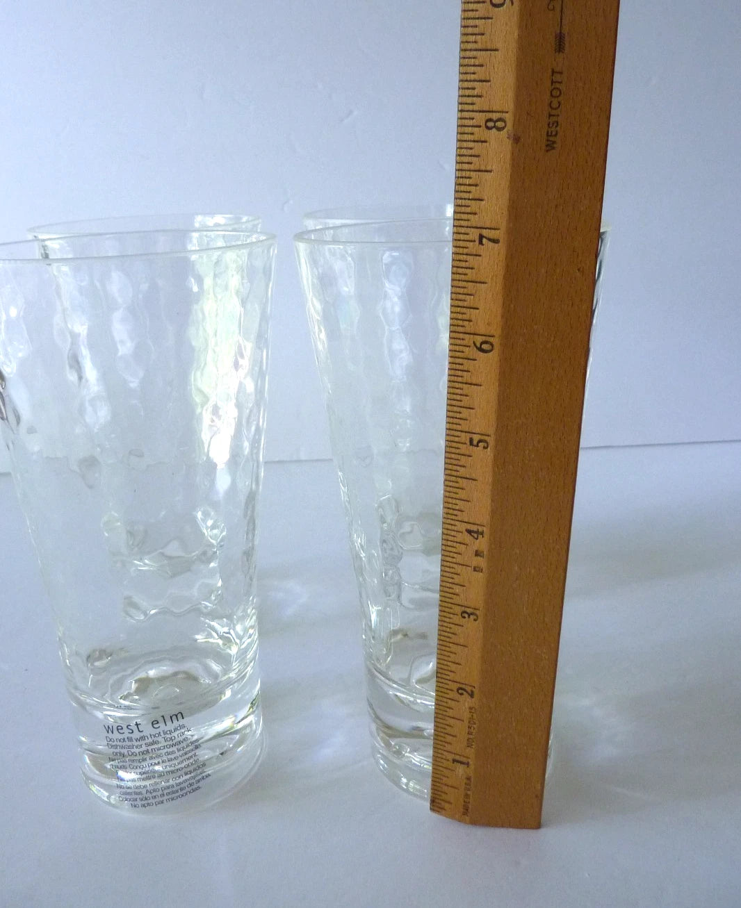 4 West Elm Acrylic Hammered Tumblers Highball Drinking Glassware Clear NWT | eBay
