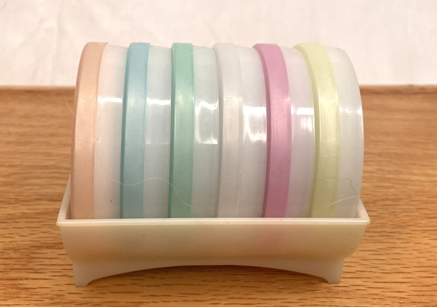 3" Tupperware Pastel Wagon Wheel Coaster Set of 6 Carrier 567 Vintage | eBay