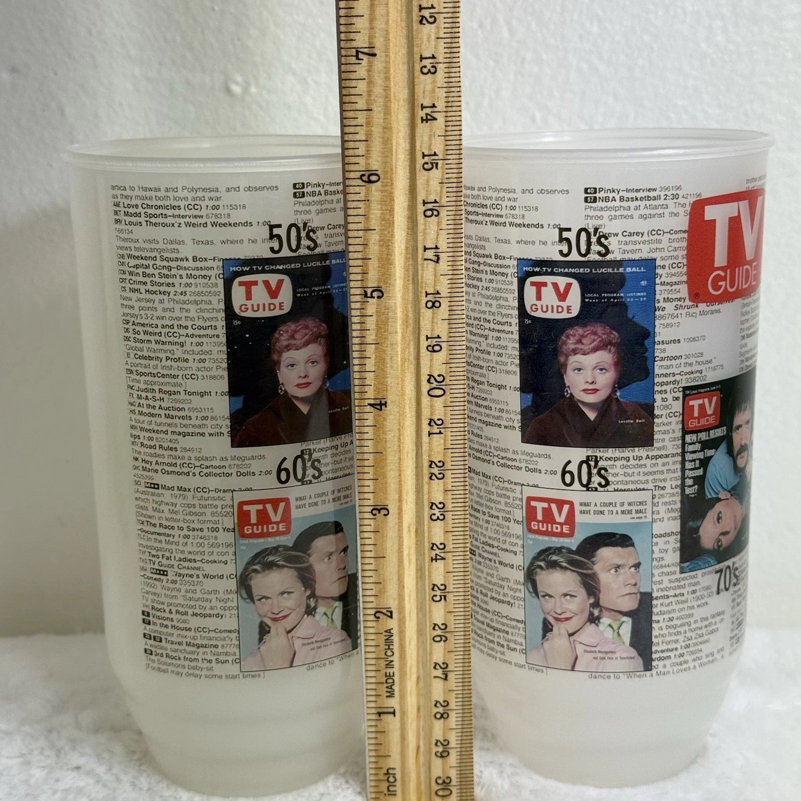 2 Retro TV Guide Plastic Tumblers Glasses Featuring TV Shows 1950's-1990’s | eBay