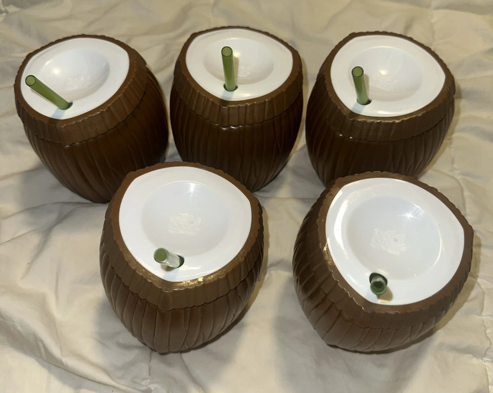 (5) Cool Gear 16oz Coconut Tiki Tumbler Lid & Straw Dual-Wall Insulated Luau | eBay