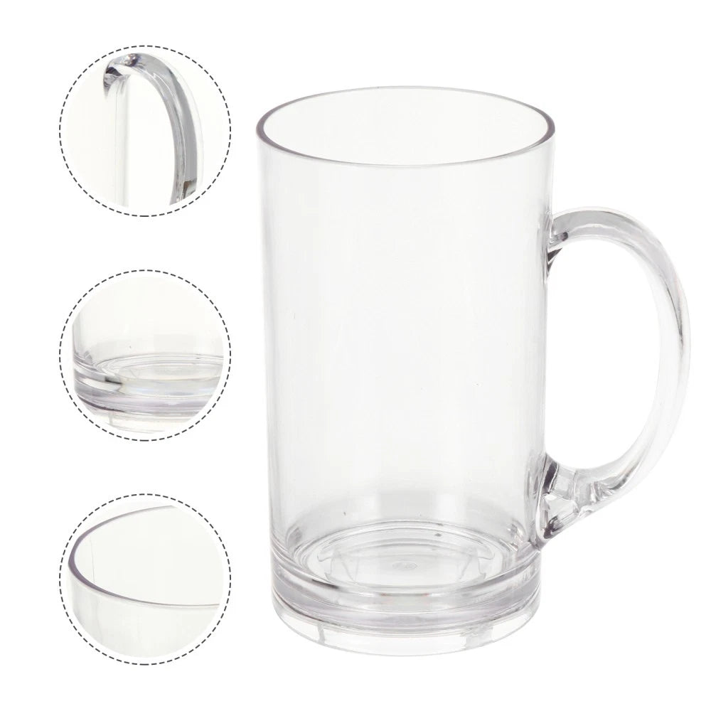 Set of 2 Transparent Beer Mug Glass Mugs Cup with Handle Drinking Clear | eBay