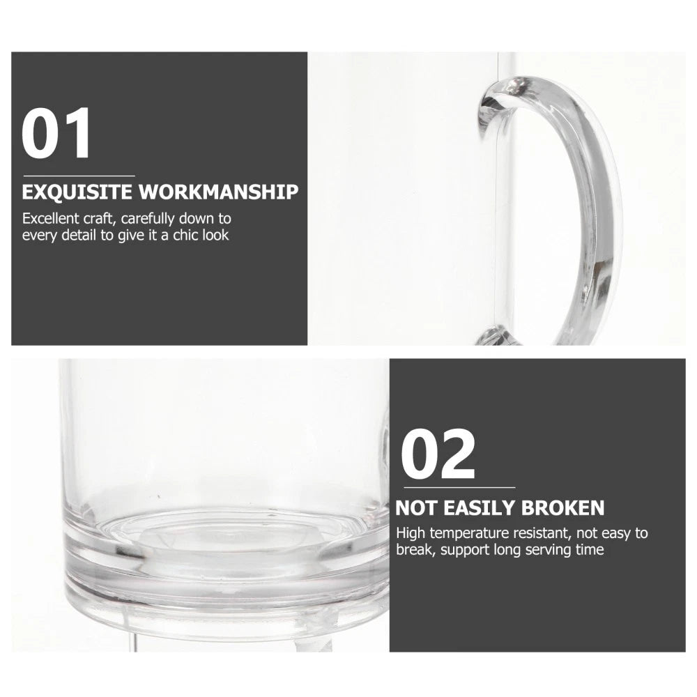 Set of 2 Transparent Beer Mug Glass Mugs Cup with Handle Drinking Clear | eBay