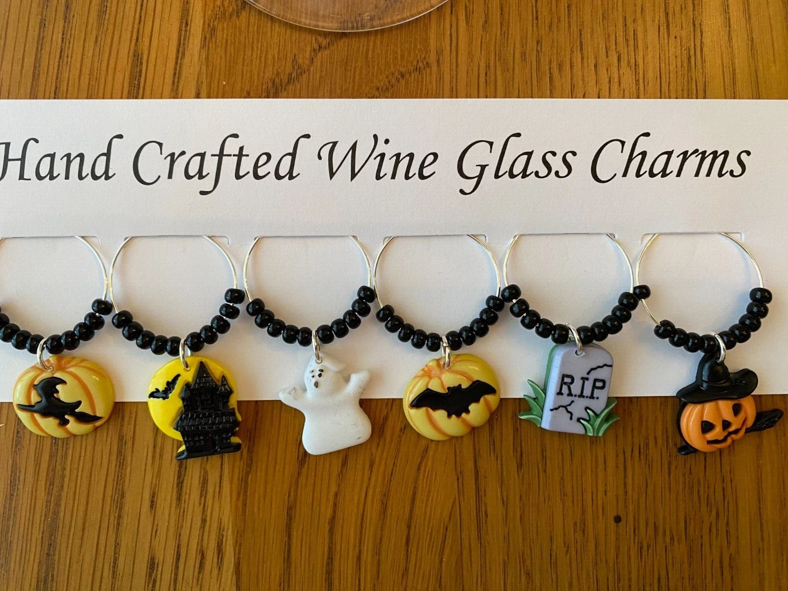 "HALLOWEEN" SPOOKY SET OF 6 HAND CRAFTED WINE GLASS CHARMS | eBay