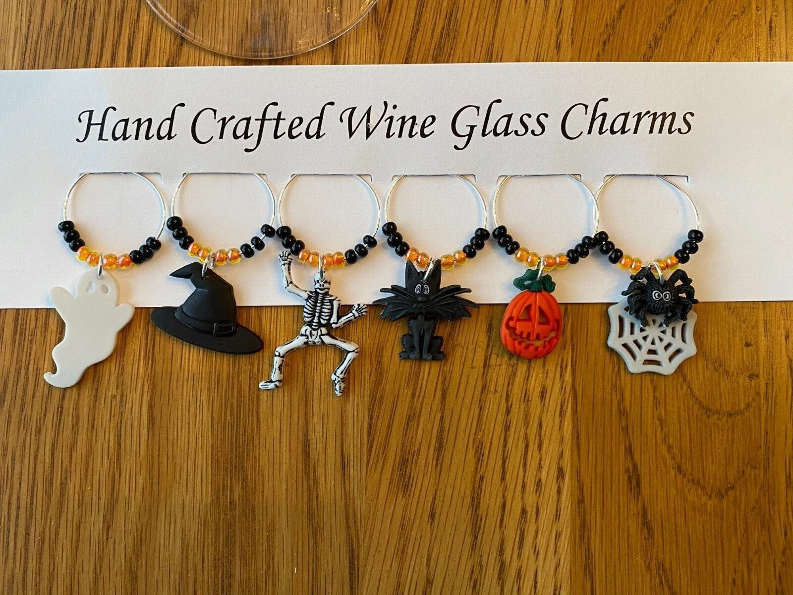 "HALLOWEEN" SET OF 6 HAND CRAFTED WINE GLASS CHARMS | eBay