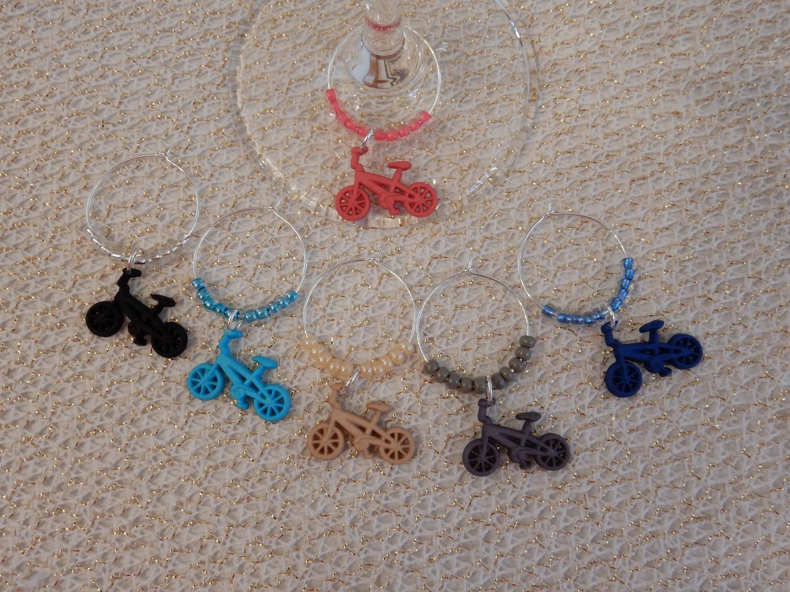 "BICYCLE, OR CYCLIST '' SET OF 6 HAND CRAFTED drink markers | eBay