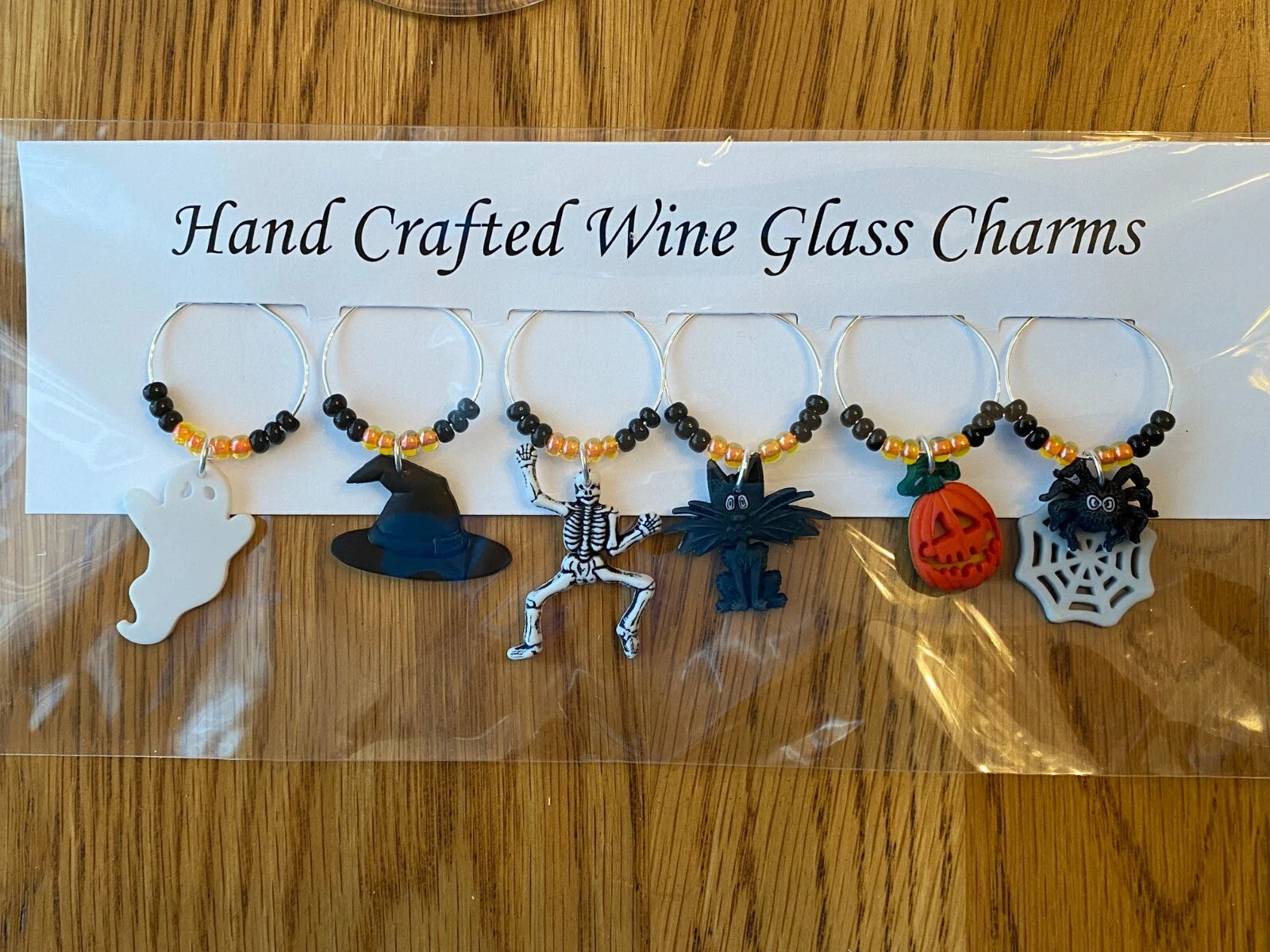 "HALLOWEEN" SET OF 6 HAND CRAFTED WINE GLASS CHARMS | eBay