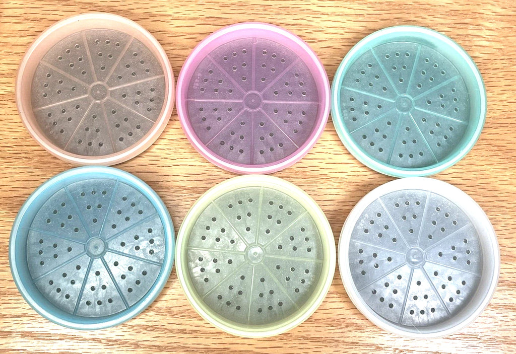 3" Tupperware Pastel Wagon Wheel Coaster Set of 6 Carrier 567 Vintage | eBay