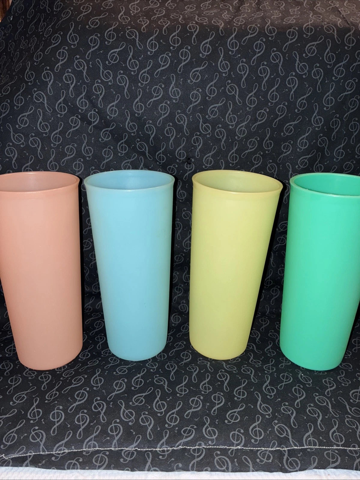 Four Vintage Tupperware Tumblers 12 Oz. Plastic Pastel Pink Yellow Green Blue | eBay