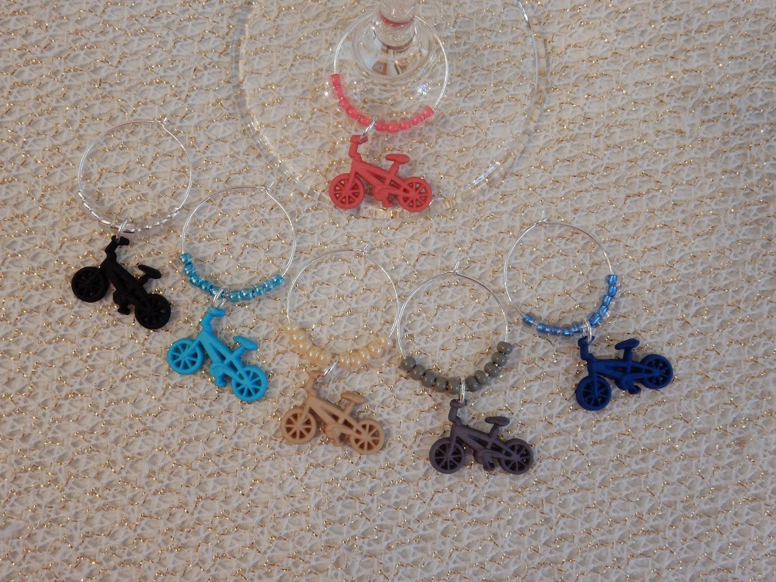 "BICYCLE, OR CYCLIST '' SET OF 6 HAND CRAFTED drink markers | eBay