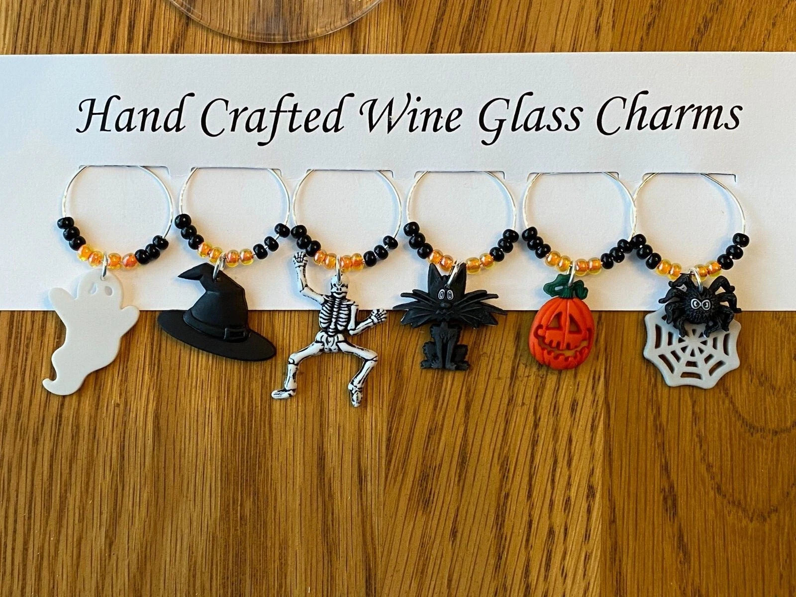 "HALLOWEEN" SET OF 6 HAND CRAFTED WINE GLASS CHARMS | eBay