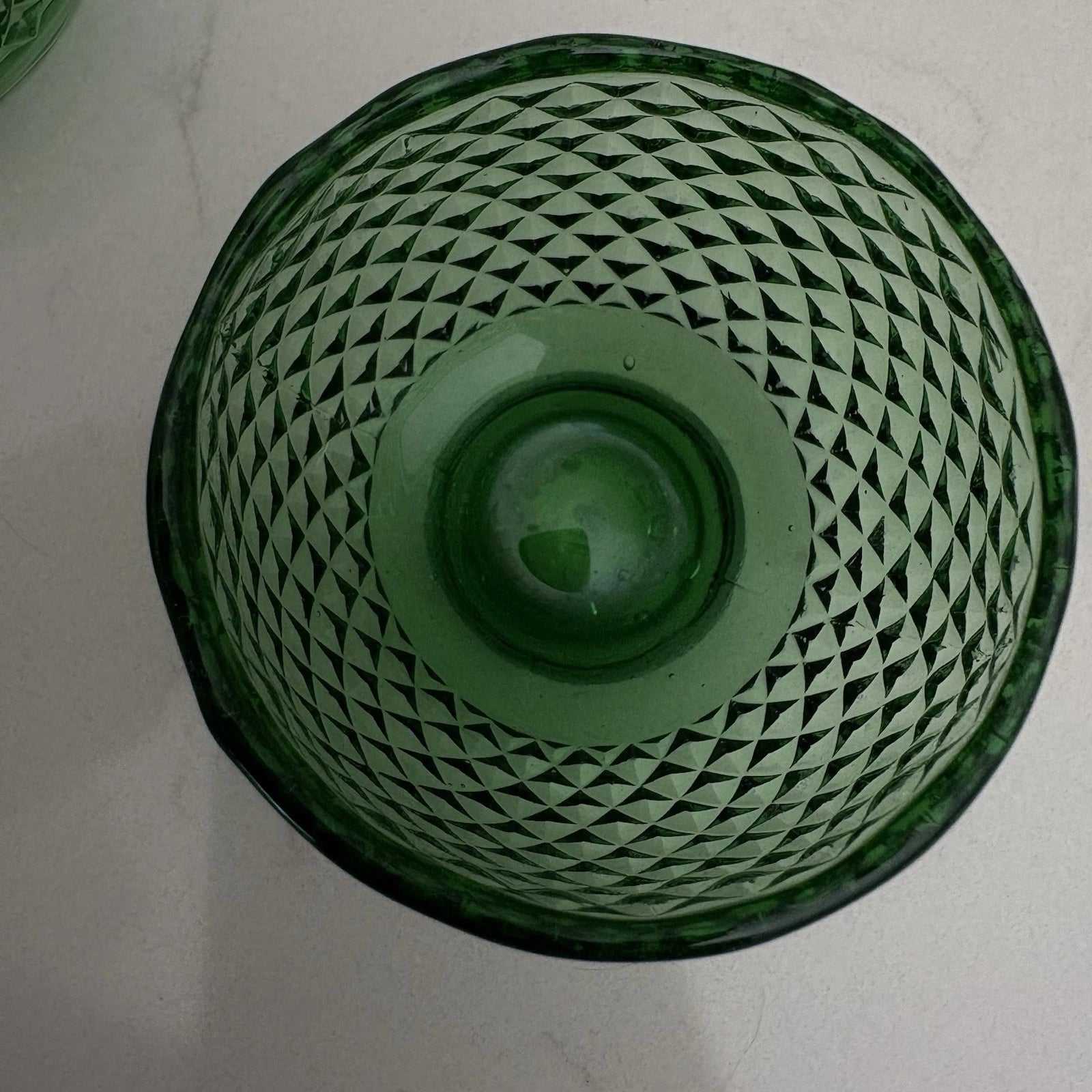 4 Vintage Empoli Diamond Point Glass Green Roly Poly Tumbler Italy Italian | eBay