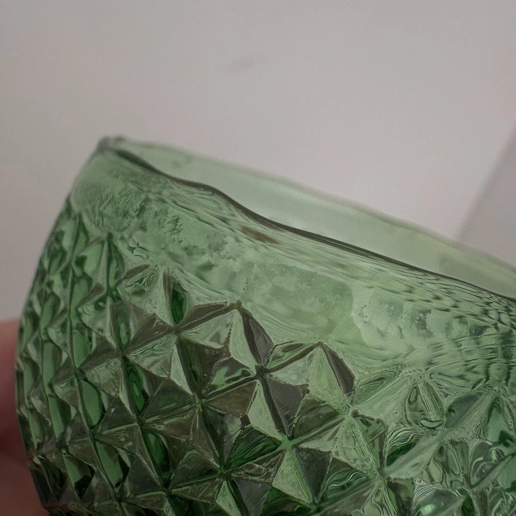 4 Vintage Empoli Diamond Point Glass Green Roly Poly Tumbler Italy Italian | eBay