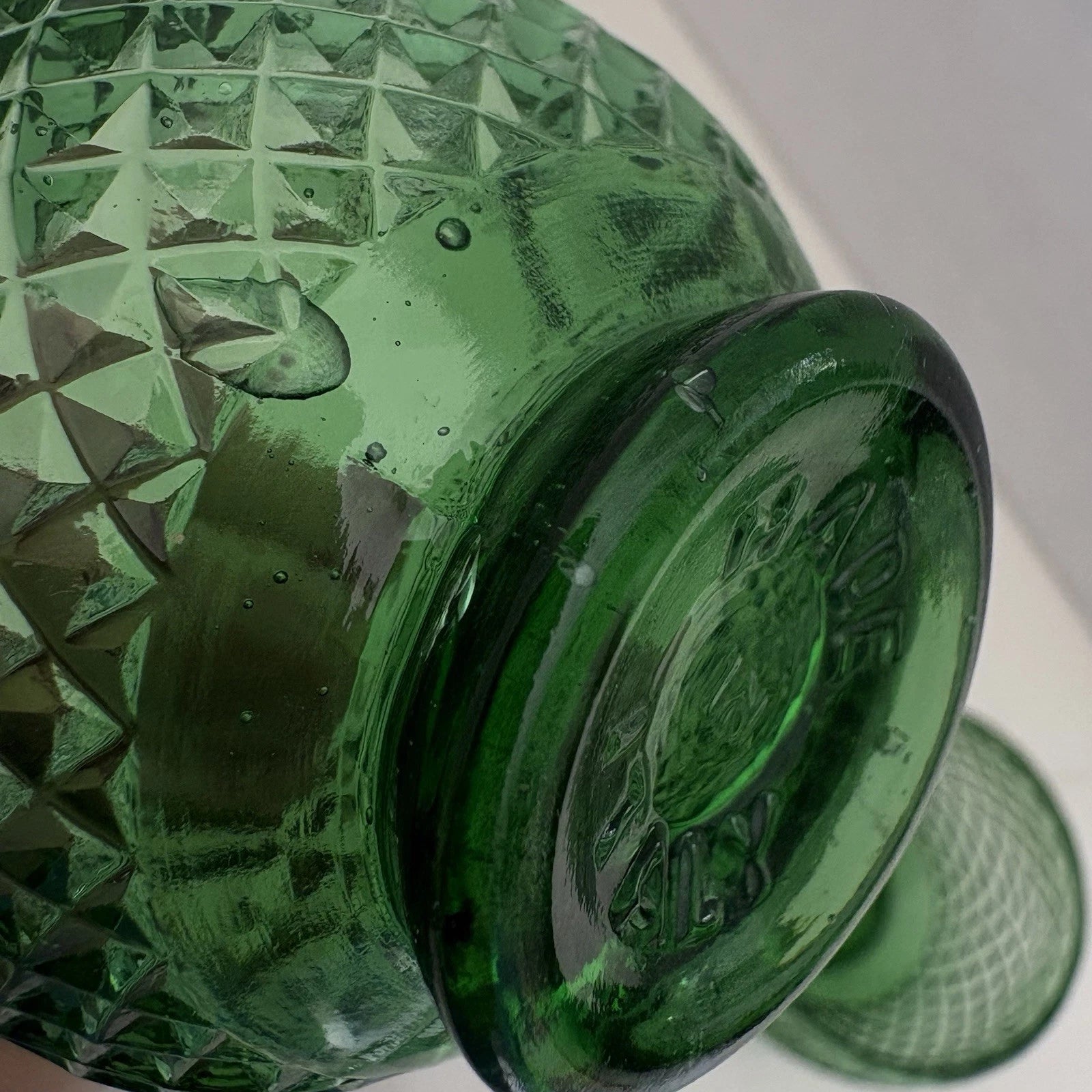 4 Vintage Empoli Diamond Point Glass Green Roly Poly Tumbler Italy Italian | eBay