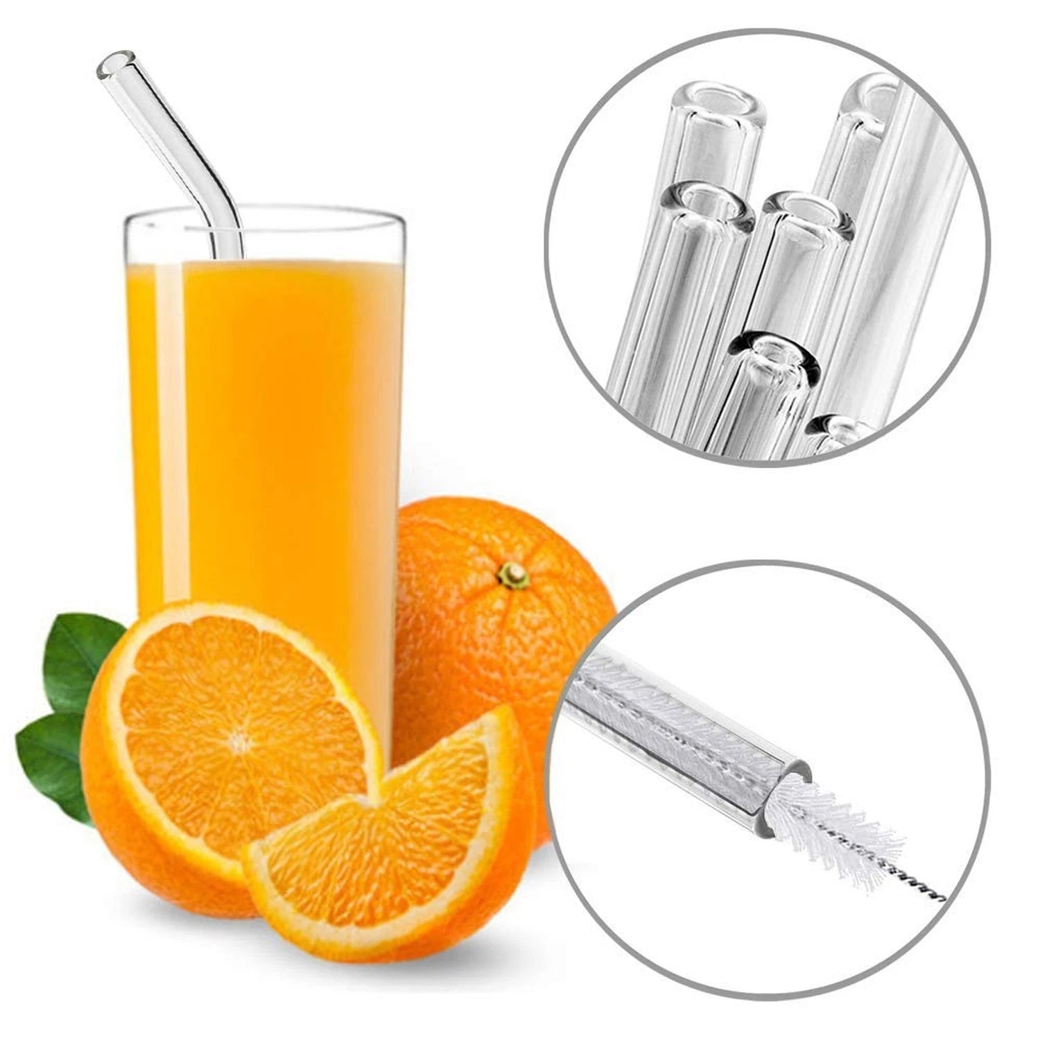 16 Pack Reusable Glass Straws,Set of 6 Straight and 6 Bent with 4 Cleaning Br... | eBay