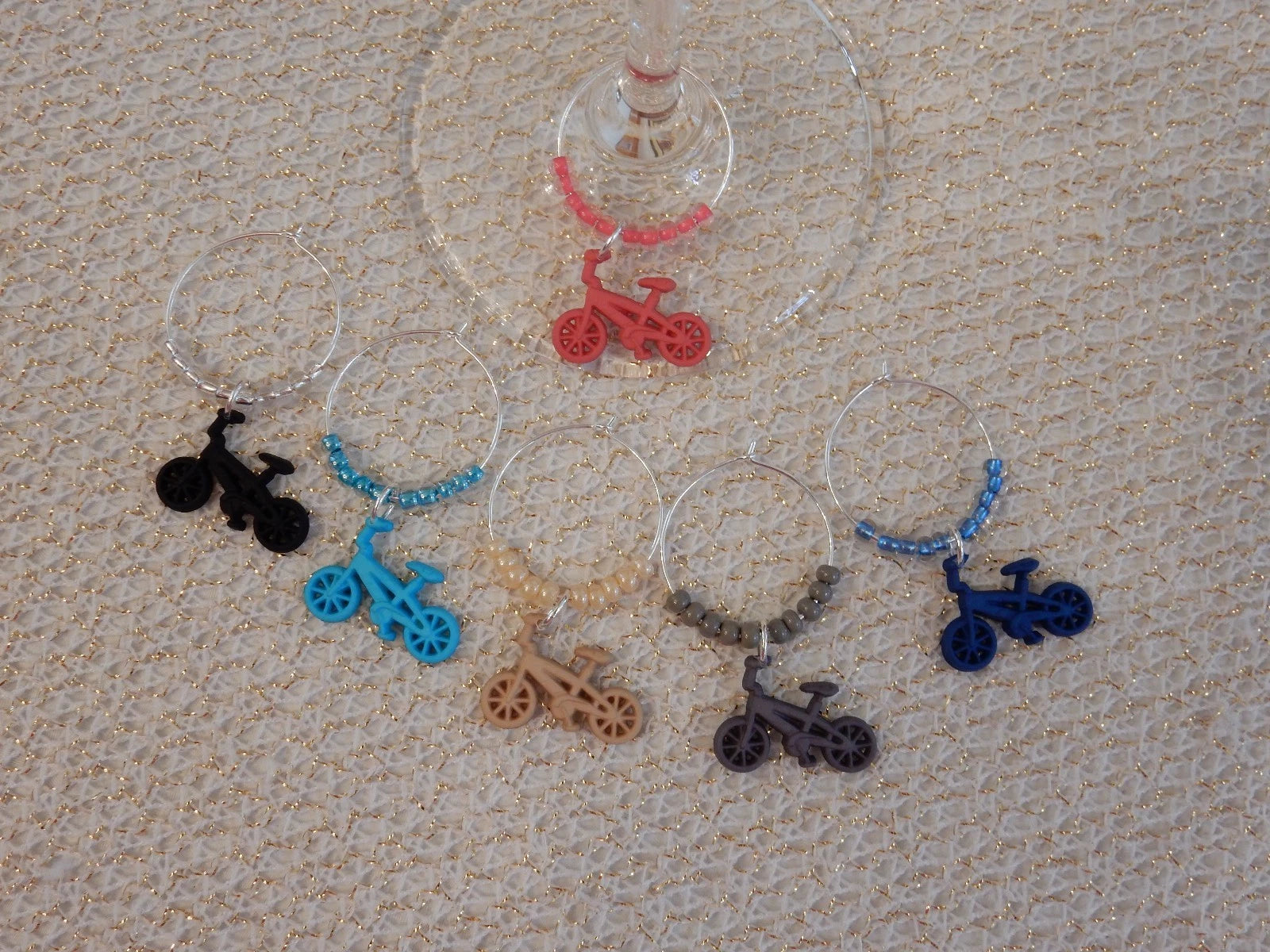 "BICYCLE, OR CYCLIST '' SET OF 6 HAND CRAFTED drink markers | eBay