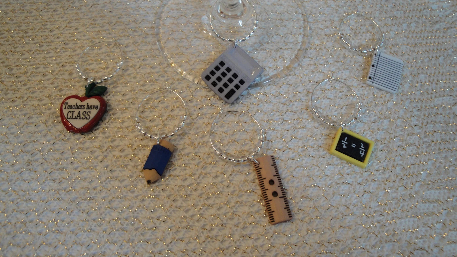 " MATH TEACHER" THEMED SET OF 6 Hand Crafted Drink Marker Charms | eBay