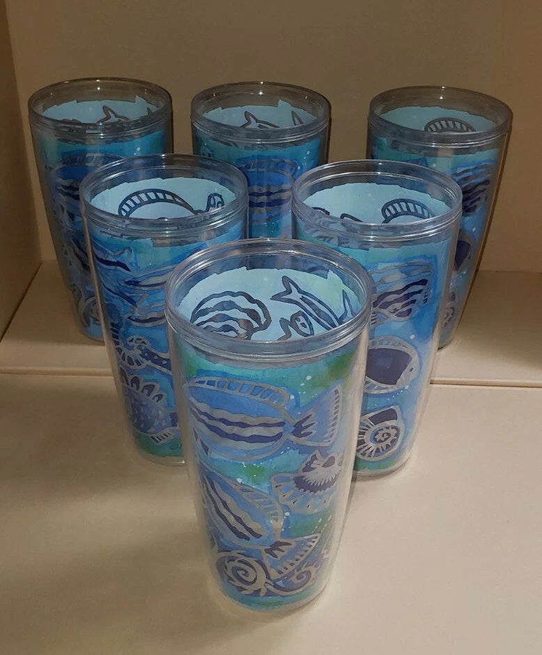 Beach Style Acrylic Tumblers 6 count in Excellent Used Condition | eBay