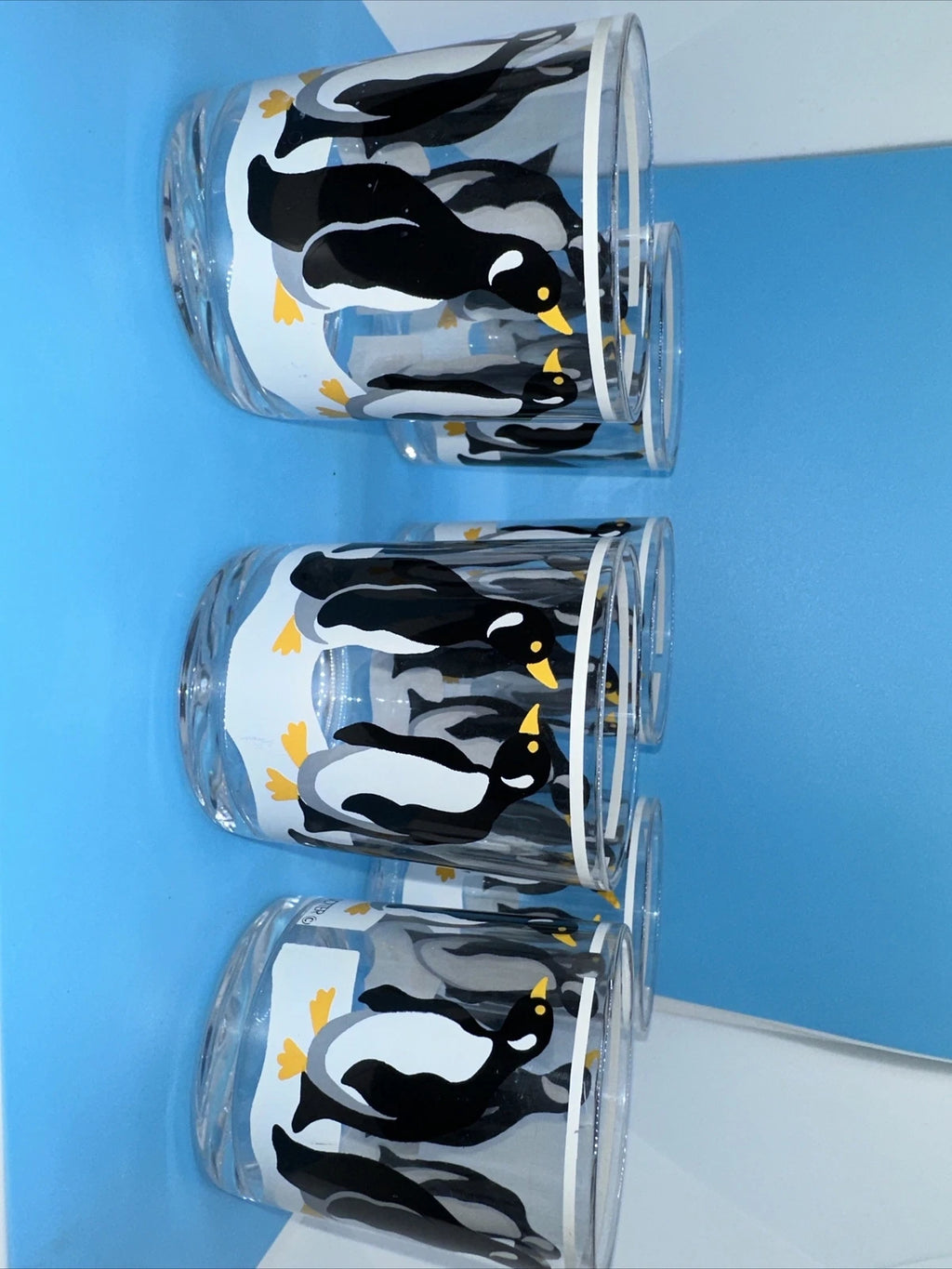 VINTAGE STOTTER PENGUIN DOUBLE OLD FASHION GLASSES SET OF SIX ~ FUN! | eBay
