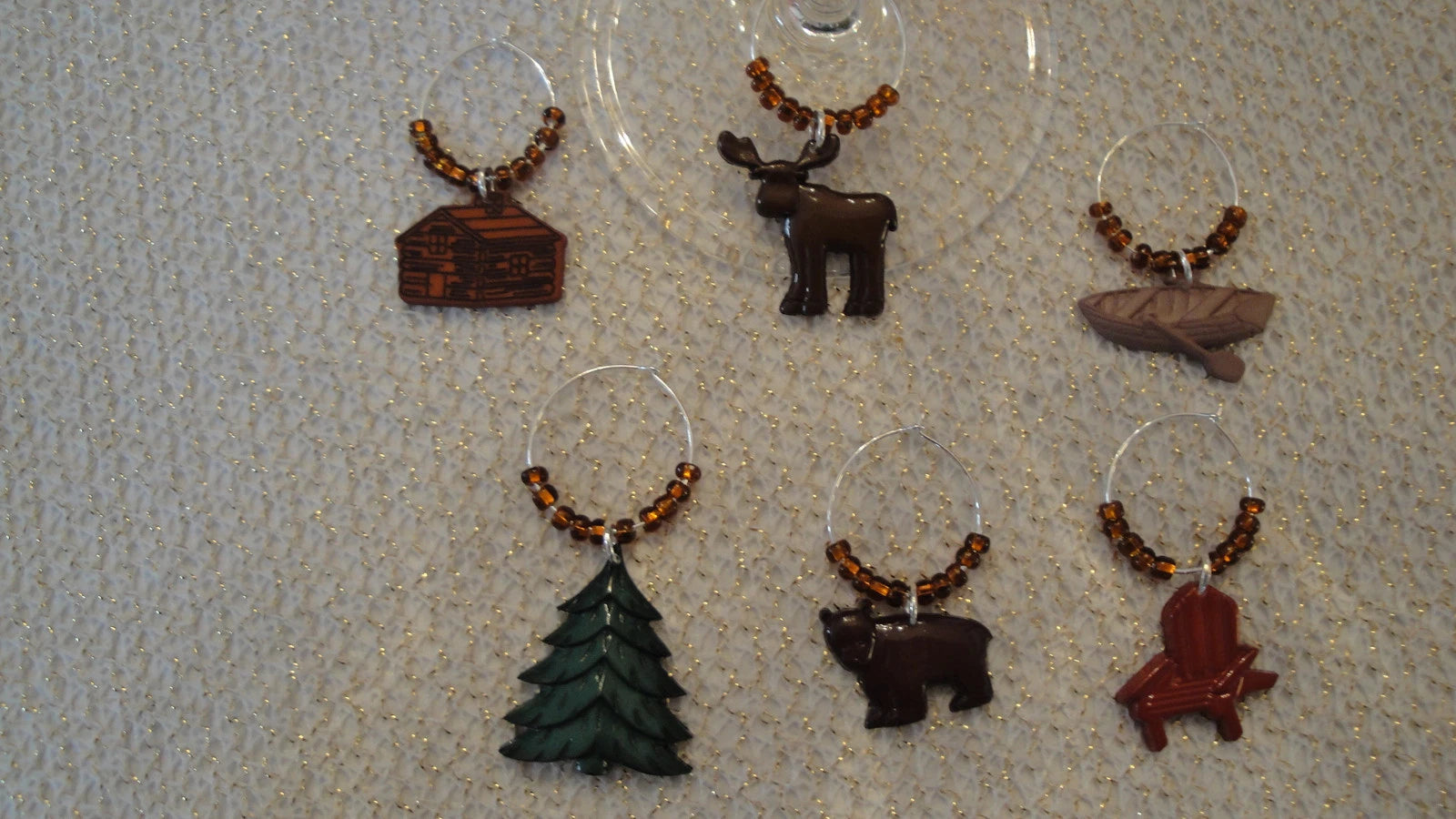 "LAKE/CABIN IN THE WOODS" SET OF 6 Themed hand Crafted Drink Markers | eBay
