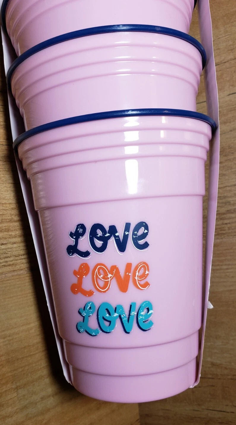 12 LOVE Cups Purple Blue 17 Oz Party Picnic Drink BPA FREE Novogratz Insulated | eBay