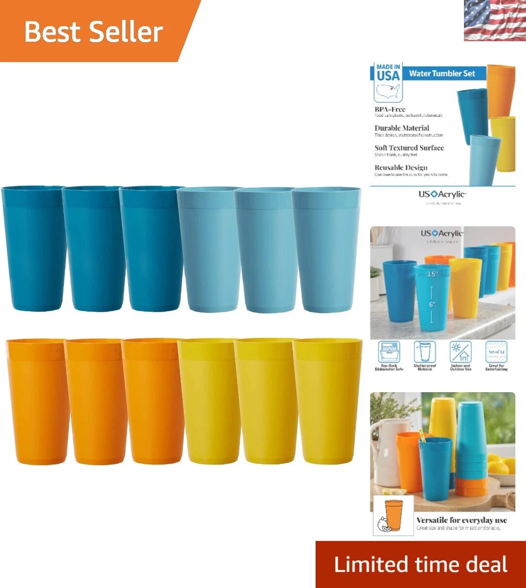 Durable 20oz Stackable Water Tumblers | BPA-Free, Dishwasher Safe Set of 12 | eBay