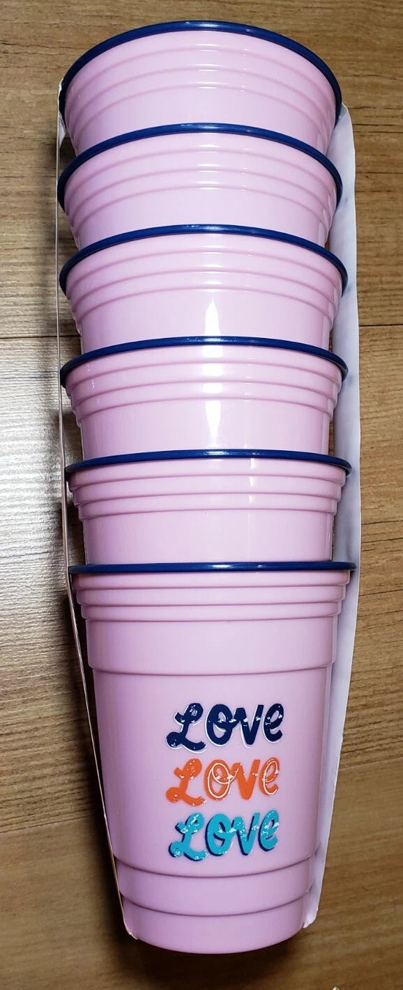 12 LOVE Cups Purple Blue 17 Oz Party Picnic Drink BPA FREE Novogratz Insulated | eBay