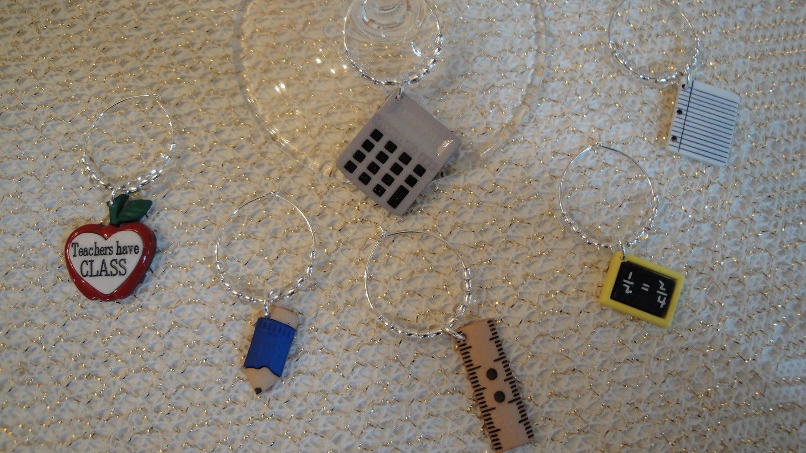 " MATH TEACHER" THEMED SET OF 6 Hand Crafted Drink Marker Charms | eBay