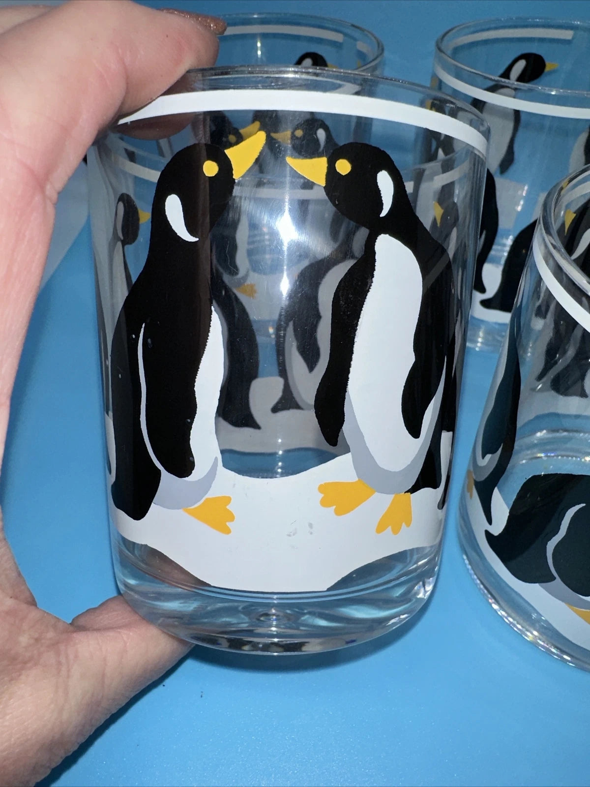VINTAGE STOTTER PENGUIN DOUBLE OLD FASHION GLASSES SET OF SIX ~ FUN! | eBay