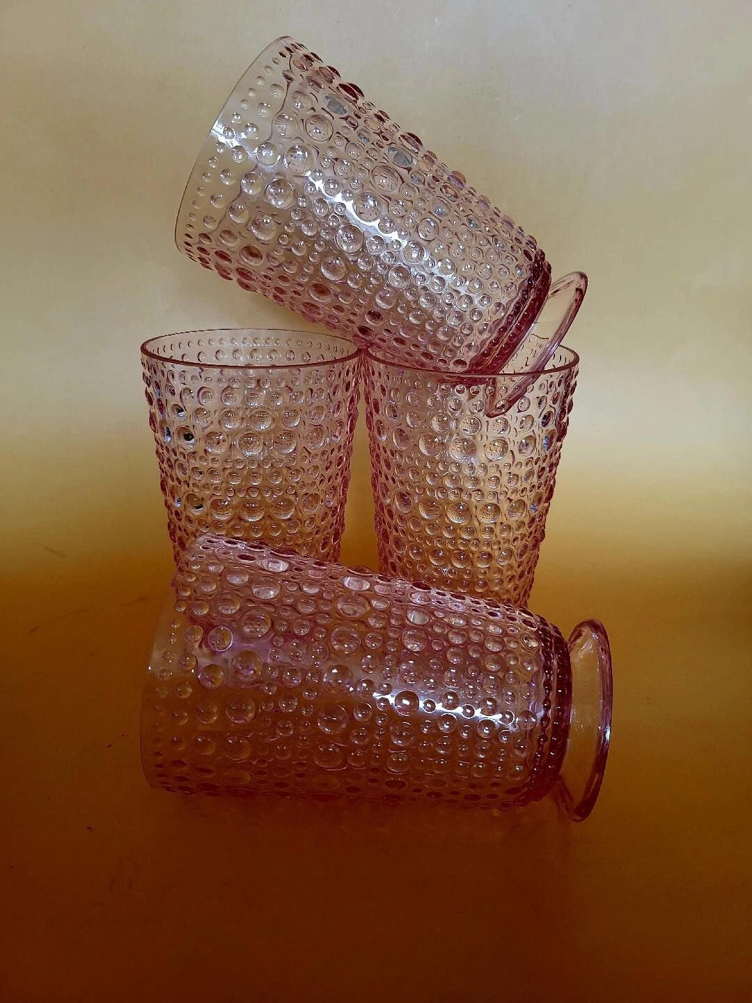 Hobnail Pink Tumbler Set of 4 Shatterproof Acrylic Vintage Inspired 6"Tall | eBay