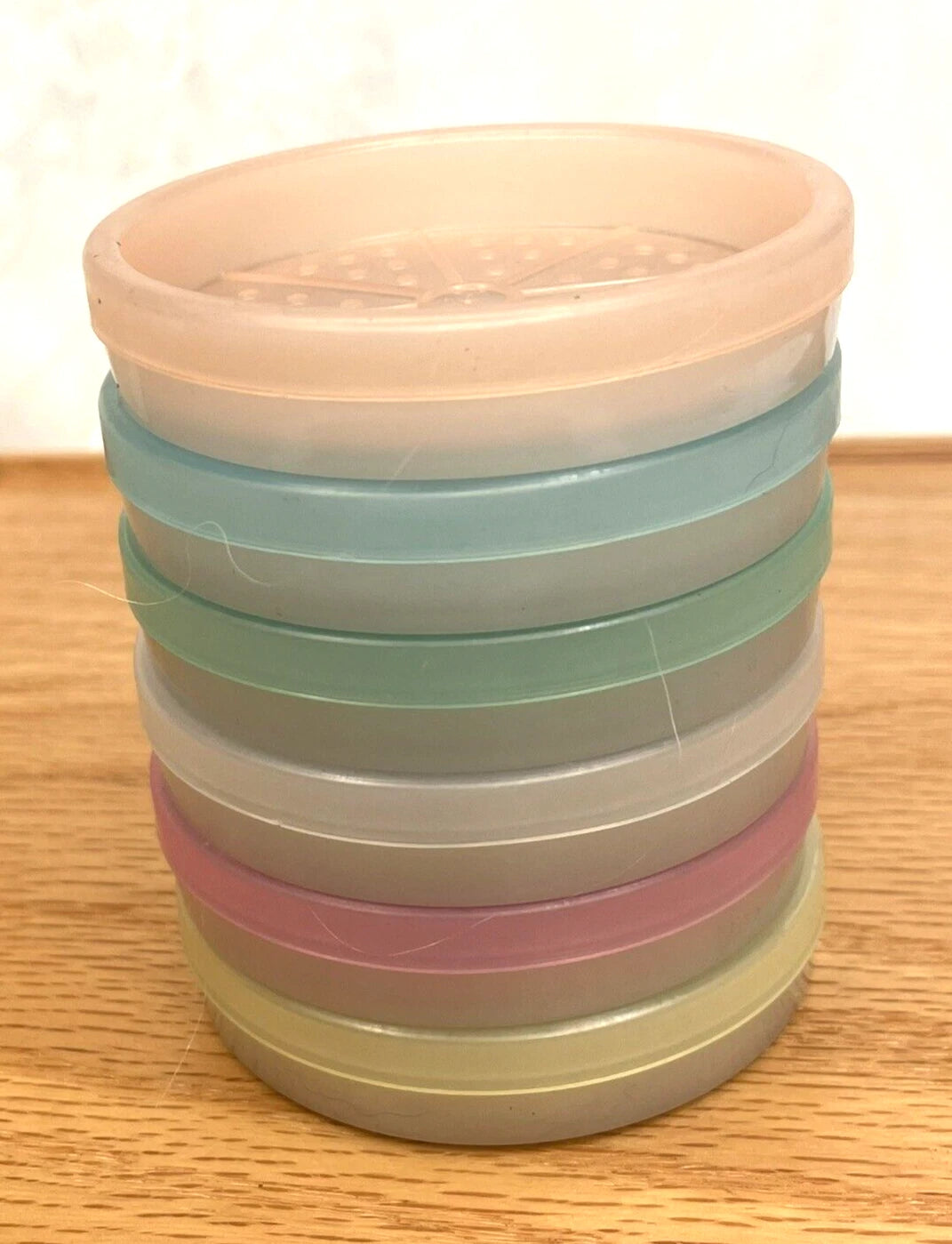 3" Tupperware Pastel Wagon Wheel Coaster Set of 6 Carrier 567 Vintage | eBay