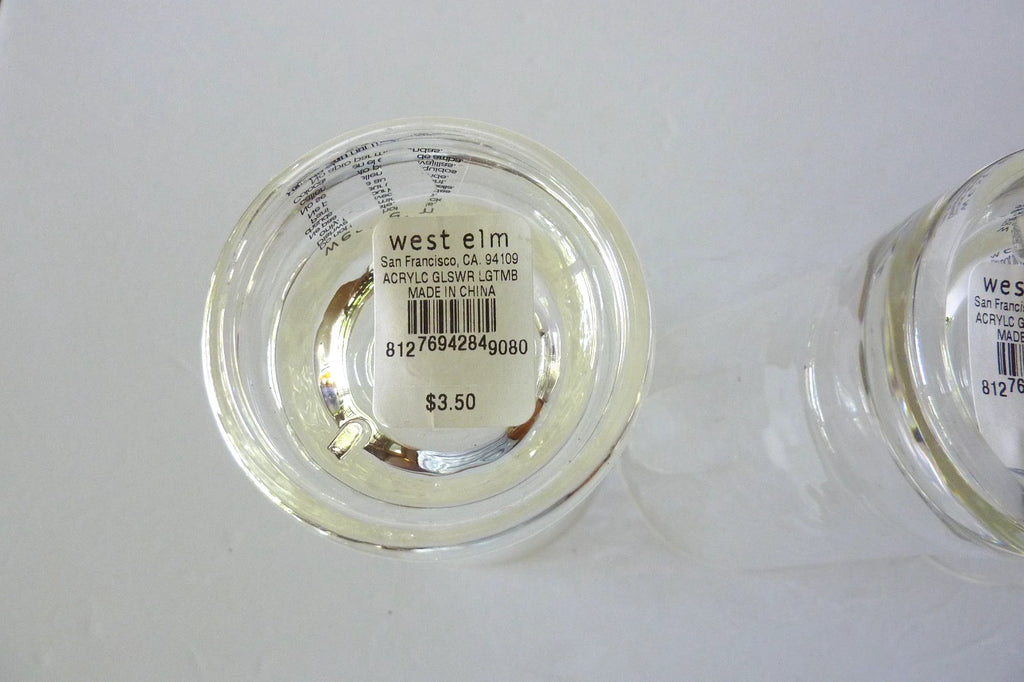 4 West Elm Acrylic Hammered Tumblers Highball Drinking Glassware Clear NWT | eBay