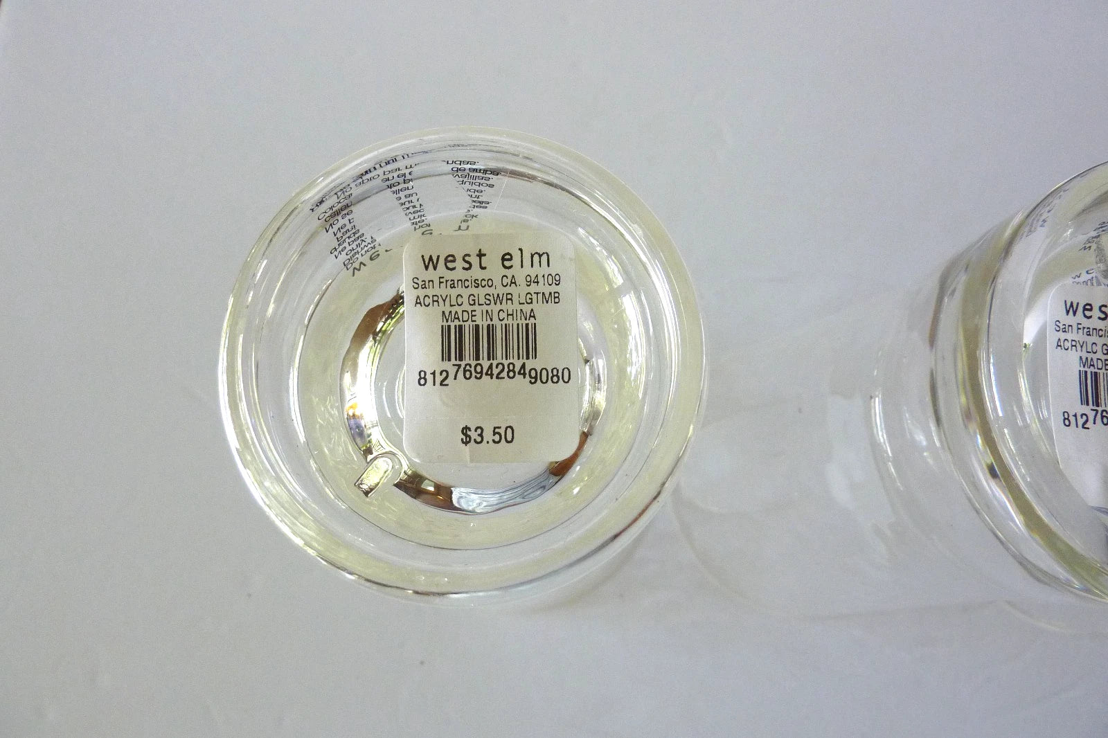 4 West Elm Acrylic Hammered Tumblers Highball Drinking Glassware Clear NWT | eBay