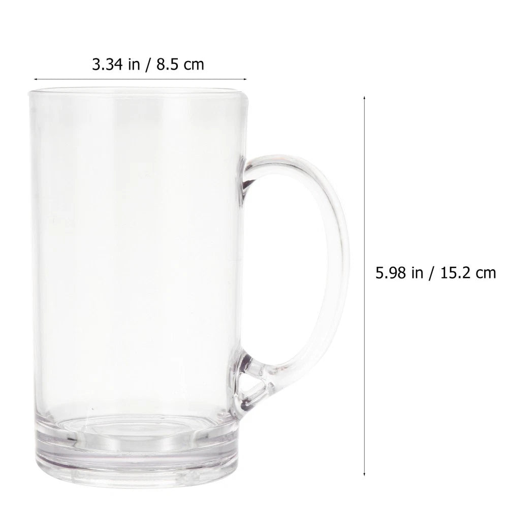 Set of 2 Transparent Beer Mug Glass Mugs Cup with Handle Drinking Clear | eBay