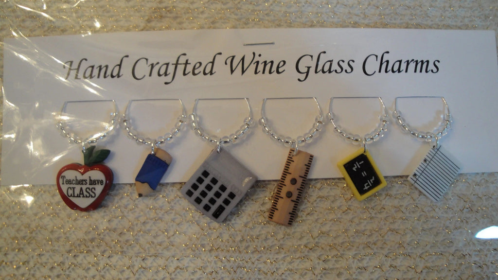 " MATH TEACHER" THEMED SET OF 6 Hand Crafted Drink Marker Charms | eBay