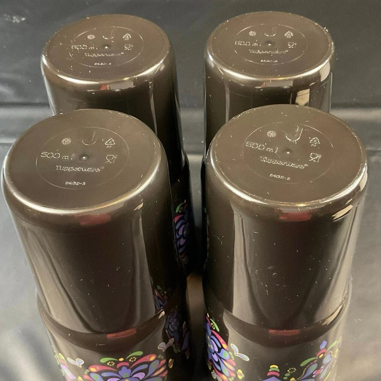 Tupperware Kaliopi Fiesta 16oz 500ml Tumbler Set of 4 Black Purple 2413E-6 | eBay