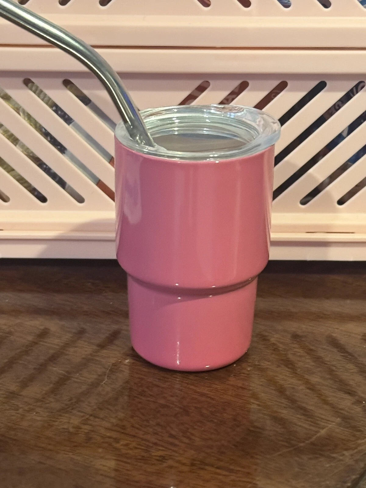 6 Mini Tumblers With Lid/ Metal Straw - Hot Pink - 3 Oz | eBay