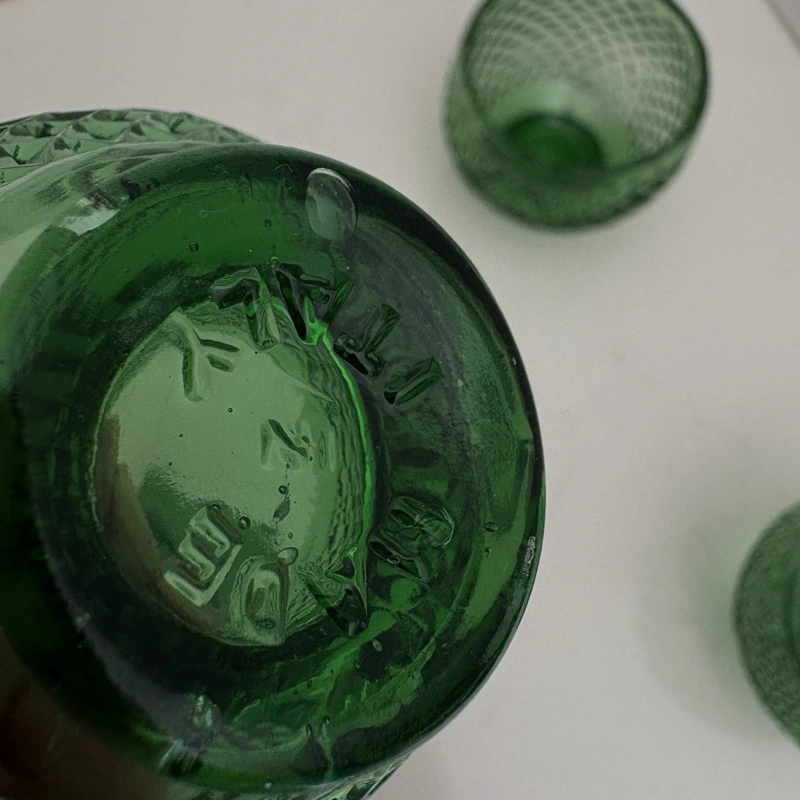 4 Vintage Empoli Diamond Point Glass Green Roly Poly Tumbler Italy Italian | eBay