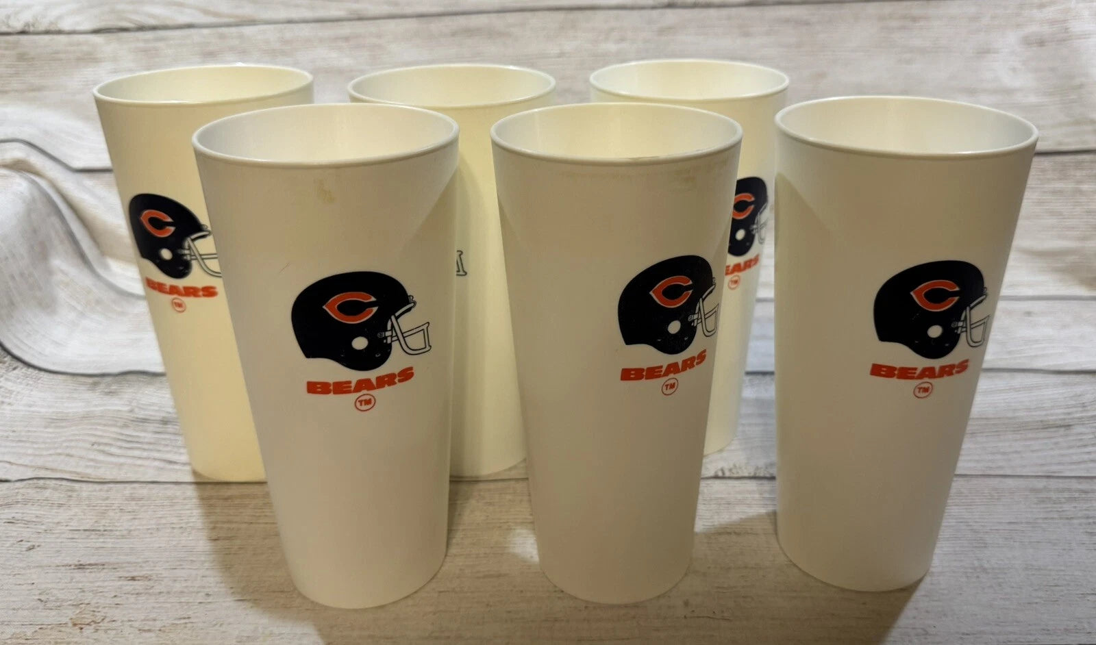 Lot of 6 Vintage Tall White Chicago Bears Tumblers Plastic Drinking Cups TubH4 | eBay